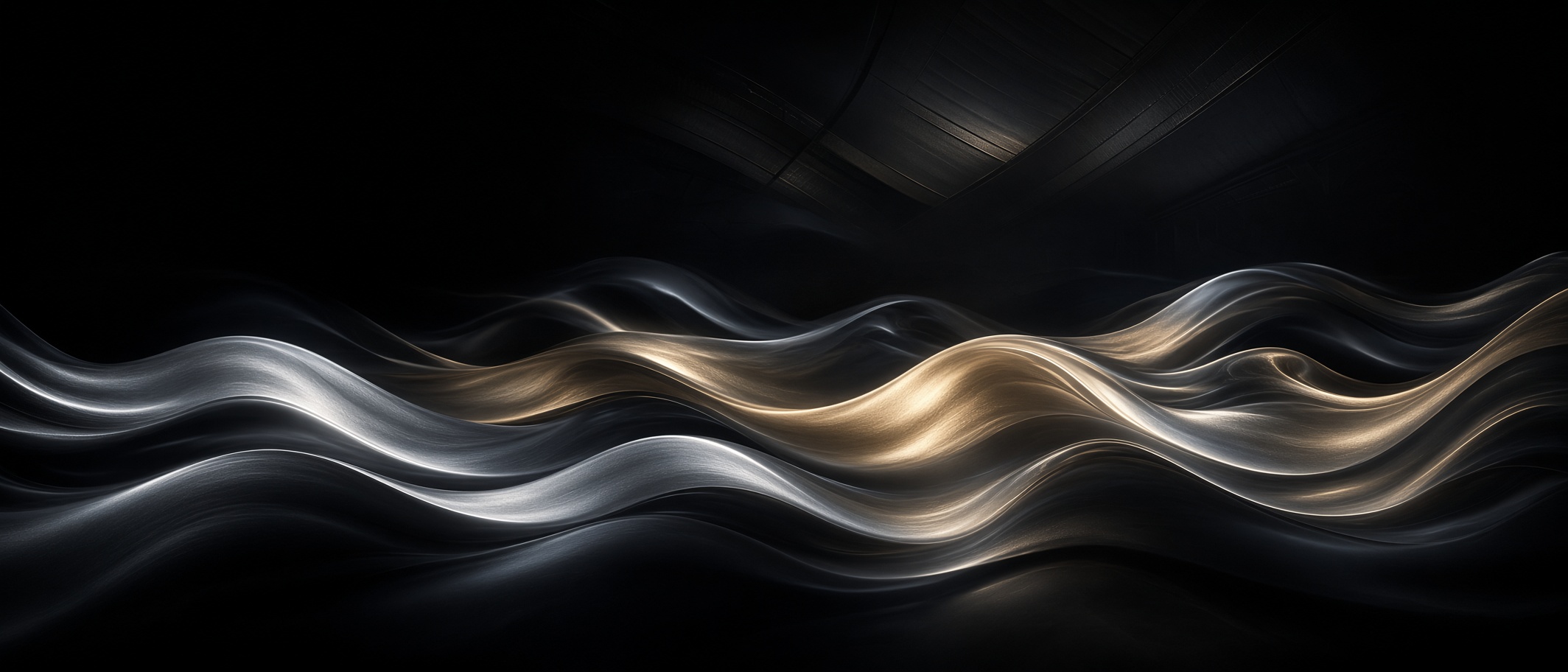 Abstract ribbons of silver light